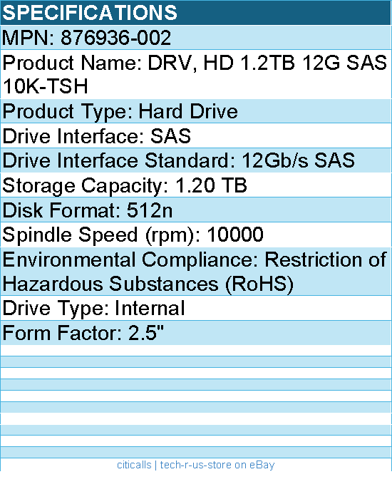 HPE 876936-002 - Certified Genuine Parts 1.20 TB Hard Drive - 2.5" Internal