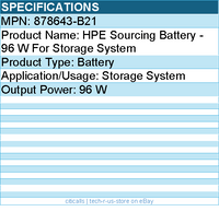 HPE 878643-B21 Sourcing Battery - 96 W For Storage System