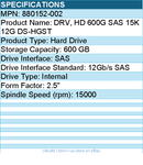 HPE 880152-002 Sourcing 600 GB Hard Drive - 2.5" Internal - SAS (12Gb/s SAS)