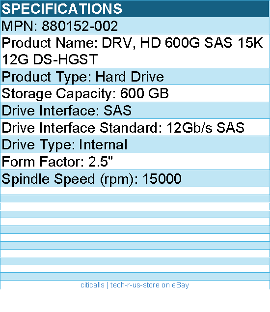 HPE 880152-002 Sourcing 600 GB Hard Drive - 2.5" Internal - SAS (12Gb/s SAS)