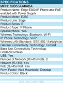 HP Poly 89B53AA#ABA Edge E350 IP Phone and PoE-enabled with Power Supply