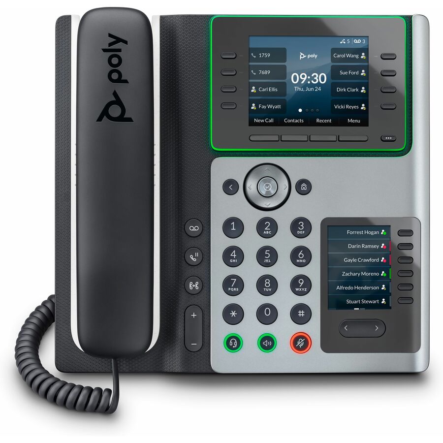HP Poly 89B54AA Edge IP Phone - Corded - Desktop - Black - TAA Compliant