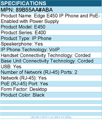 HP Poly 89B55AA#ABA Edge E450 IP Phone and PoE-enabled with Power Supply