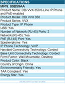 HP Poly 89B59AA OBi VVX 350 6-Line IP Phone and PoE-enabled