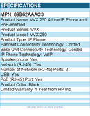 HP Poly 89B62AA#AC3 VVX 250 IP Phone - Corded - Desktop, Wall Mountable