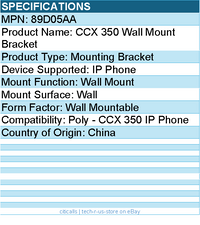 HP Poly 89D05AA Wall Mount Bracket for Poly - CCX 350 IP Phone