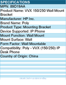 HP Poly 89D19AA Wall Mount Bracket for Poly - VVX (150/250) IP Desk Phone