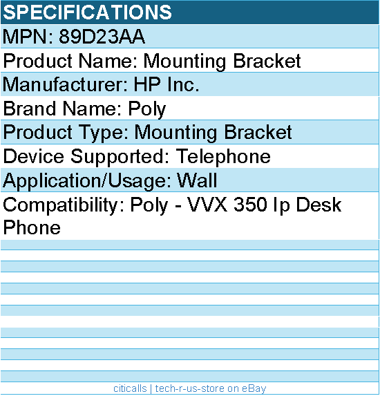 HP Poly 89D23AA VVX 350 Wall Mount Bracket for Poly - VVX 350 IP Desk Phone