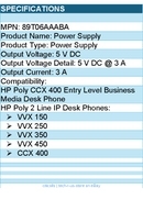 HP Poly 89T06AAABA Power Supply - for HP Poly 2 Line IP Desk Phones