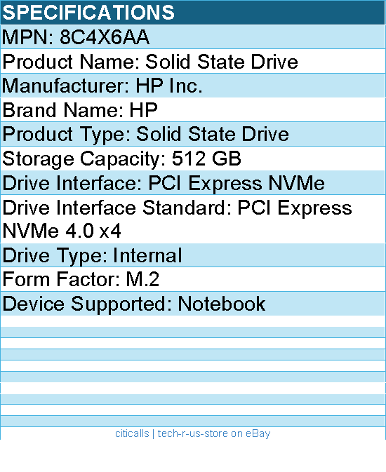 HP 8C4X6AA 512 GB Solid State Drive - M.2 Internal - PCI Express NVMe