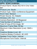 HP Poly 8D8K2AA#ABA Studio X52 All-In-One Video Bar - Video Conference Equipment
