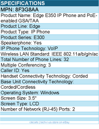 HP Poly 8F3G8AA Edge E350 IP Phone and PoE-enabled GSA/TAA - Corded/Cordless