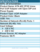 HP Poly 8F3H5AA#ABA ATA 402 2FXS Voice Port VoIP Adapter with Open SIP