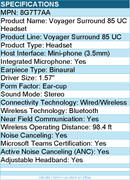 HP Poly 8G7T7AA Voyager Surround 85 UC Headset - Mini-phone (3.5mm) - Ear-cup