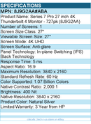 HP 8J9G2AA#ABA 727pk 27" Class 4K UHD LCD Monitor - 16:9 - Natural Silver