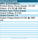 HP Poly 8L5A2AA#AC3 Power Supply - 1 A - 9 V DC Output - 9 V DC @ 1000 mA