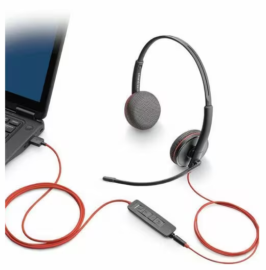 HP Poly 8M3U6AA#ABA Blackwire 3220 Stereo Headset +USB-C/A Adapter TAA