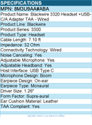 HP Poly 8M3U9AA#ABA Blackwire 3320 Headset +USB-C/A Adapter TAA - Wired