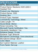 HP Poly 8M3V4AA#ABA Blackwire 3325 Headset +USB-C/A Adapter TAA
