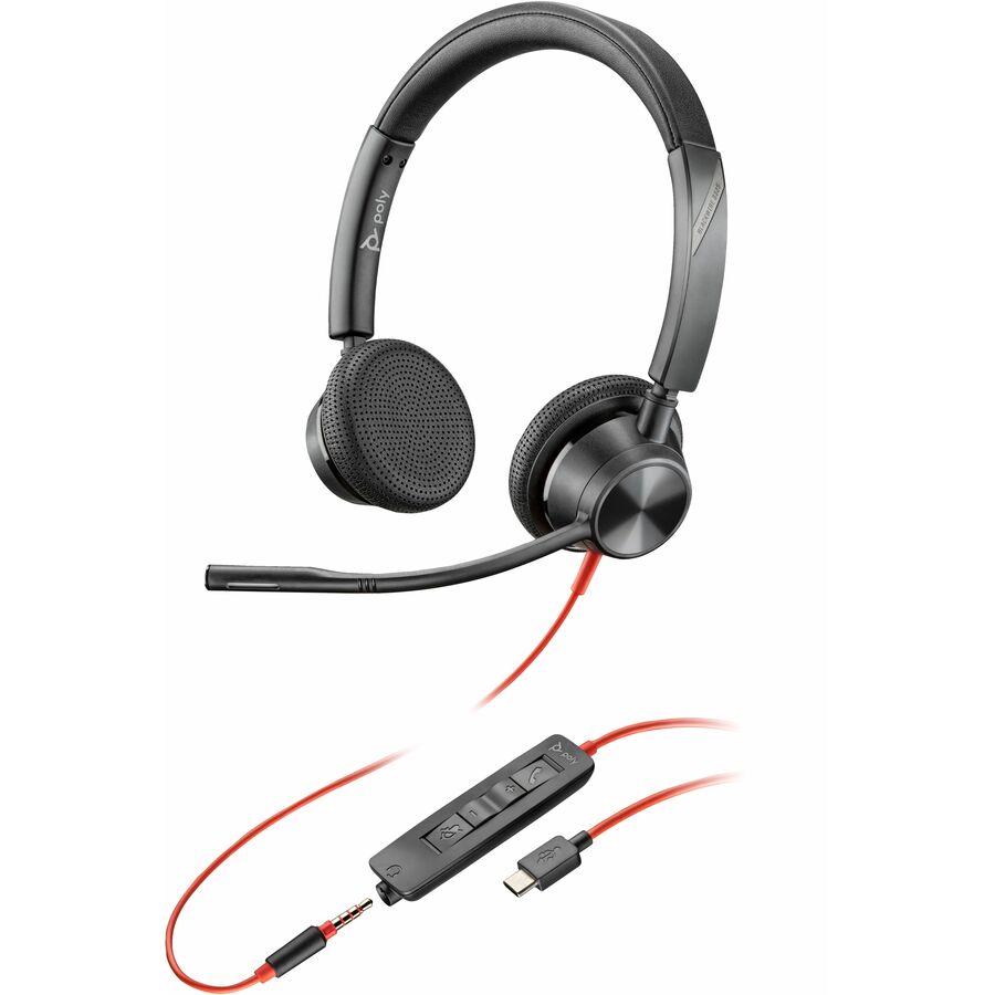 HP Poly 8M3V4AAABA Blackwire 3325 Headset +USB-C/A Adapter TAA