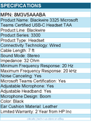 HP Poly 8M3V5AA#ABA Blackwire 3325 Microsoft Teams Certified USB-C Headset