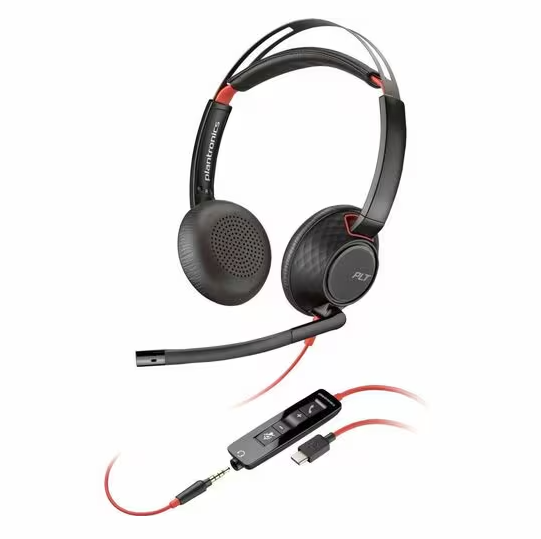 HP Poly 8M3W5AA#ABA Blackwire 5220 Headset +Inline Cable +USB-C/A Adapter TAA