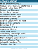 HP Poly 8M3W7AA#ABA Blackwire 5210 Headset +Inline Cable +USB-C/A Adapter TAA
