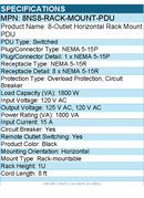 StarTech 8NS8-RACK-MOUNT-PDU 8-Outlet Horizontal Rack Mount PDU, 1U Power Strip