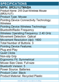 HP 8R3U1UT#ABA 255 Dual Wireless Mouse - Optical - Wireless - Bluetooth