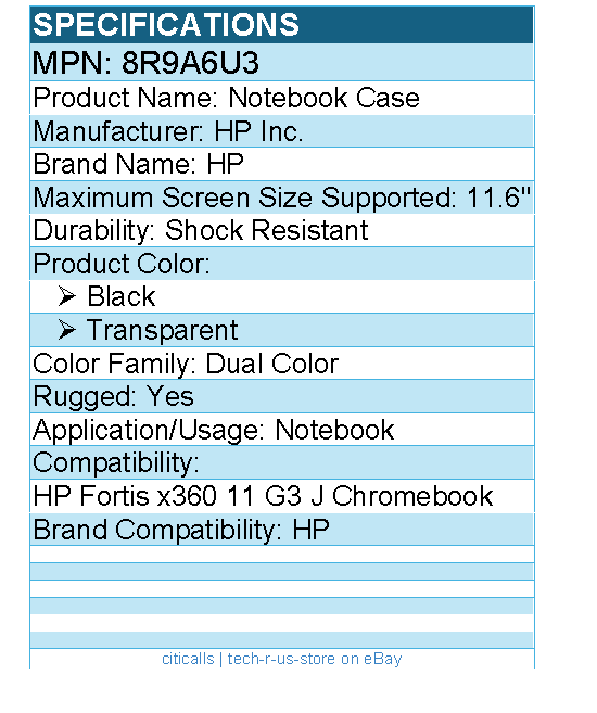 HP 8R9A6U3 Notebook Case for HP Fortis x360 11 G3 J Chromebook