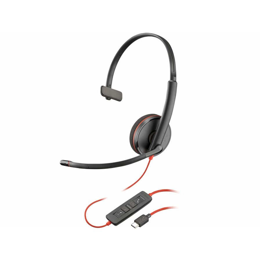 HP Poly 8X214A6 Blackwire 3210 Monaural USB-C Headset +USB-C/A Adapter - 5.20 ft