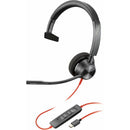 HP Poly 8X215AA Blackwire 3310 Monaural USB-C Headset + USBC/A Adapter