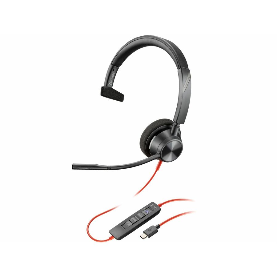 HP Poly 8X216AA Blackwire 3310 Monaural Microsoft Teams Certified Headset -Black