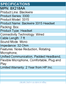 HP Poly 8X218AA Blackwire 3315 Headset - Microsoft Teams Certification - Black