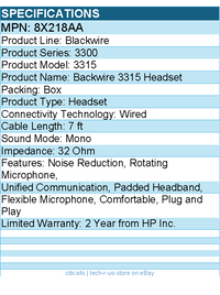 HP Poly 8X218AA Blackwire 3315 Headset - Microsoft Teams Certification - Black