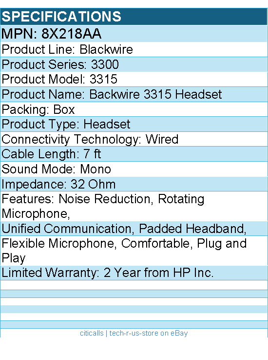 HP Poly 8X218AA Blackwire 3315 Headset - Microsoft Teams Certification - Black