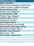 HP Poly 8X219AA Blackwire 3320 Stereo USB-C Headset +USB-C/A Adapter - Wired