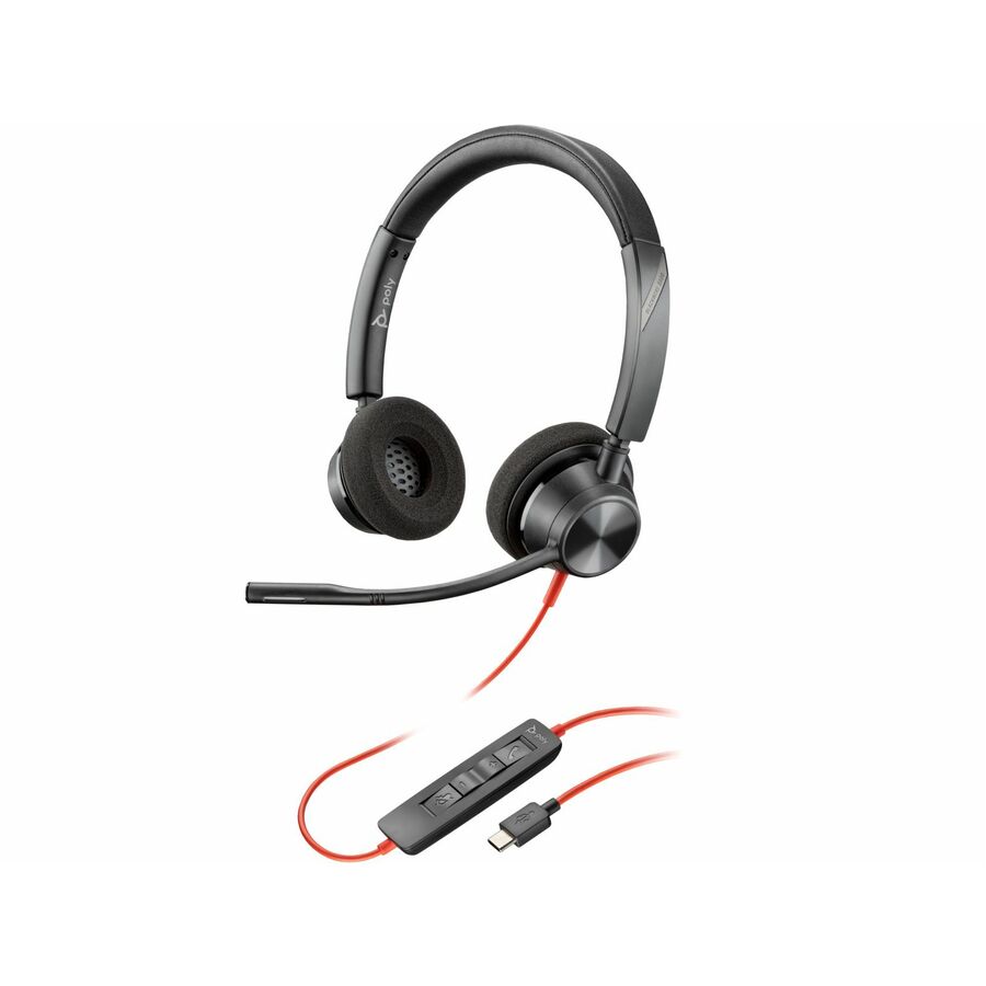 HP Poly 8X219AA Blackwire 3320 Stereo USB-C Headset +USB-C/A Adapter - Wired