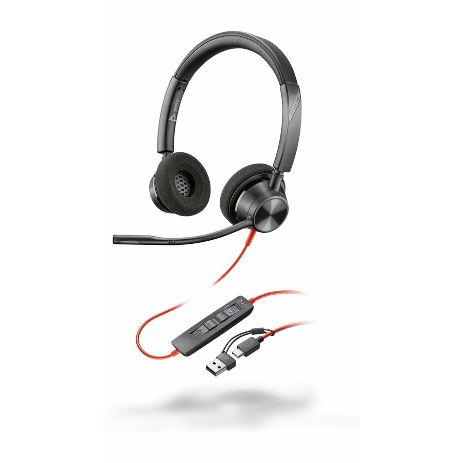 HP Poly 8X220AA Blackwire 3320 Microsoft Teams Certified USB-C Headset - Black