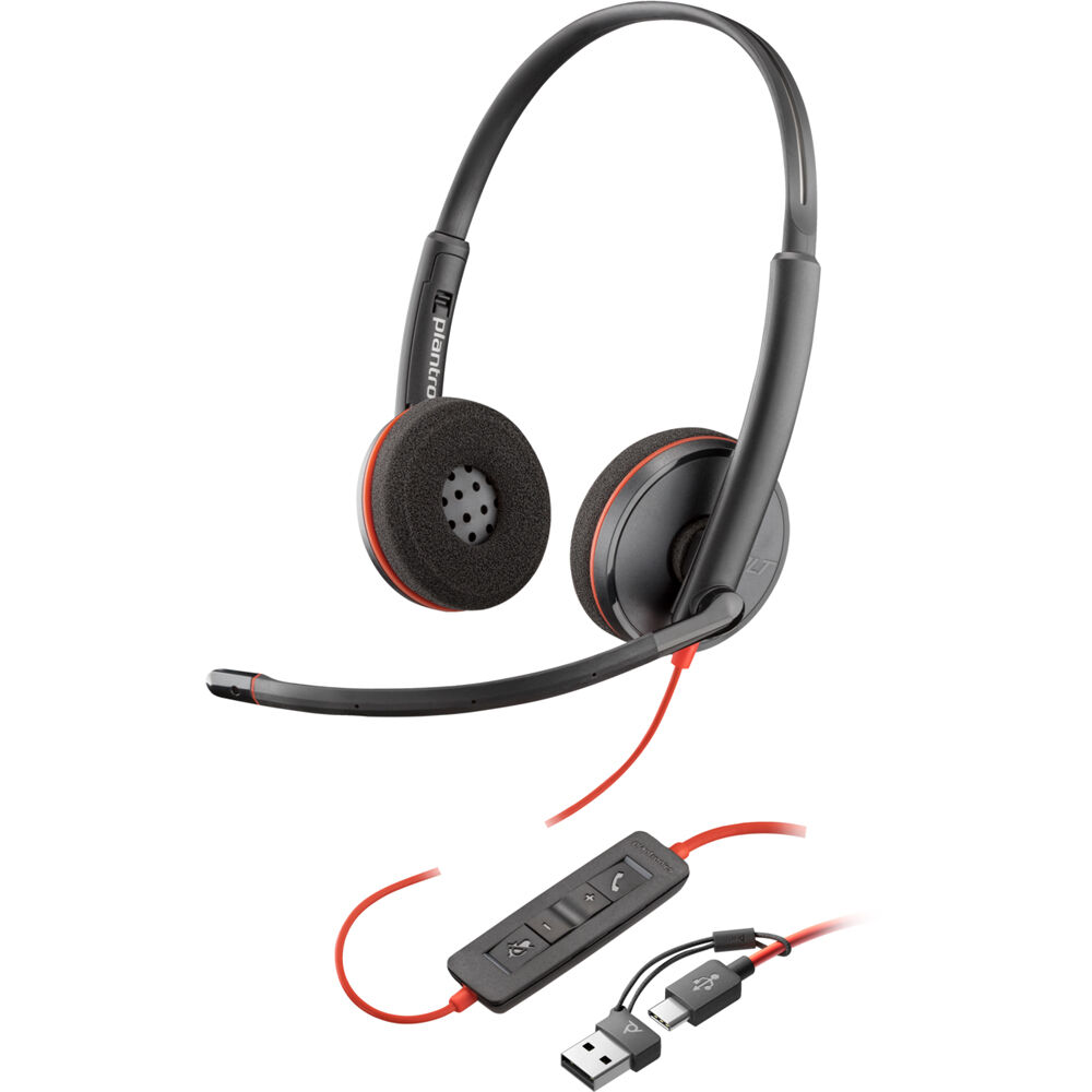 HP Poly 8X228AA Blackwire 3220 Stereo USB-C Headset +USB-C/A Adapter - 5.20 ft