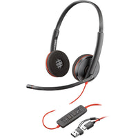 HP Poly 8X228AA Blackwire 3220 Stereo USB-C Headset +USB-C/A Adapter - 5.20 ft