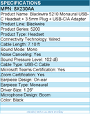 HP Poly 8X230AA Blackwire 5210 Monaural USB-C Headset - Mono - Black