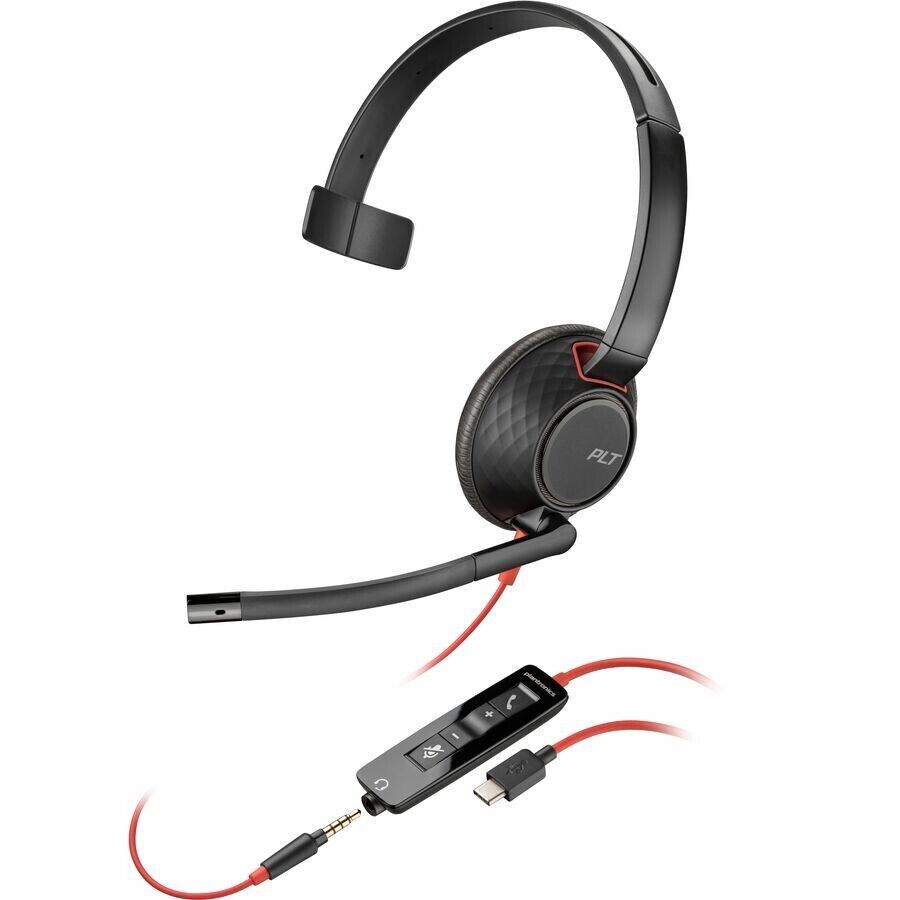 HP Poly 8X230AA Blackwire 5210 Monaural USB-C Headset - Mono - Black