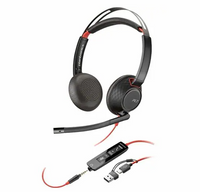 HP Poly 8X231AA Blackwire 5220 Stereo Headset w/ USB-C/A Adapter - 7.10 ft