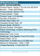 HP 8X534AA#ABA 724pn 24" Class WUXGA LCD Monitor - 16:10 -  Anti-glare