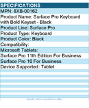Microsoft 8XB-00162 Surface Pro Keyboard with Bold Keyset - Black