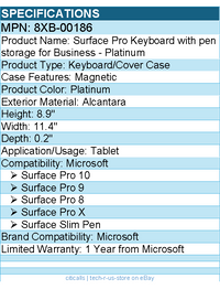 Microsoft 8XB-00186 Keyboard/Cover Case Microsoft Surface Pro 10, Surface Pro 8