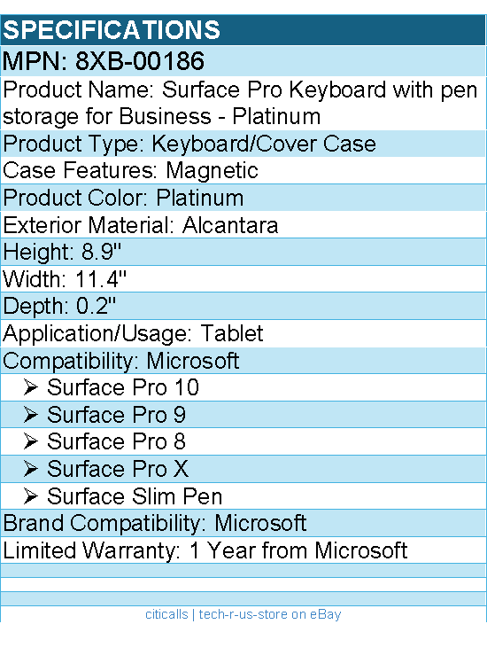 Microsoft 8XB-00186 Keyboard/Cover Case Microsoft Surface Pro 10, Surface Pro 8