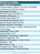 HP 8Y2R2AA#ABA 740pm 40" Class Webcam 5K2K WUHD Curved Screen LED Monitor