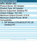 HPI 902991-002 AC Adapter - 90 W - 19 V DC Output - 4.74 A